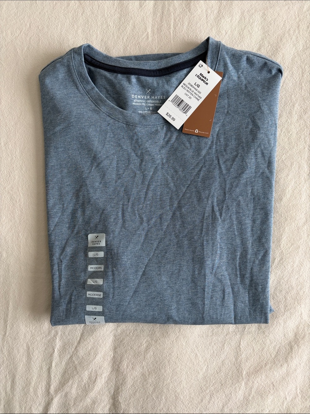 Denver Hayes Men's Crewneck long sleeve in Heather Blue - sz L
